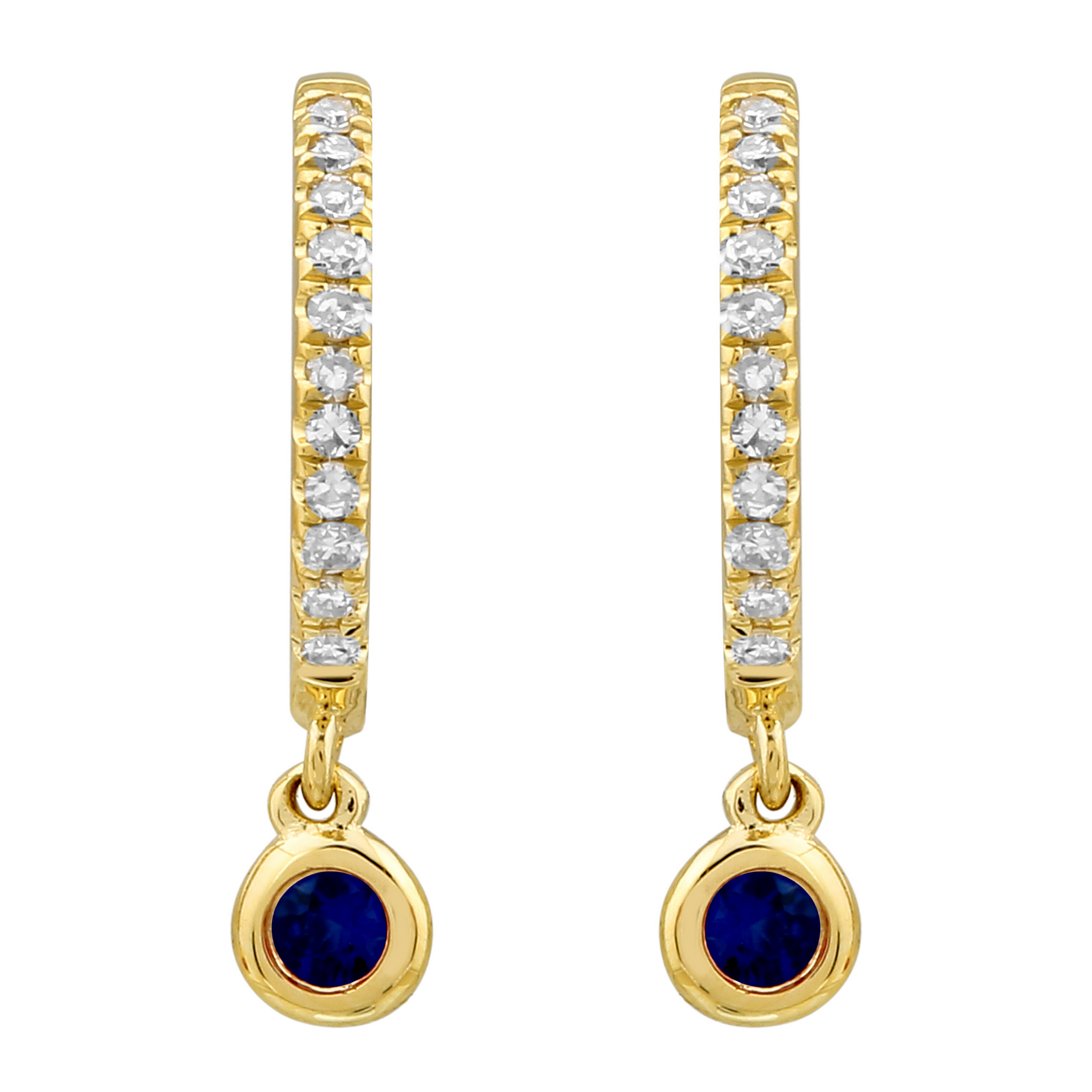 Sapphire Beaded Dangle Hoops.