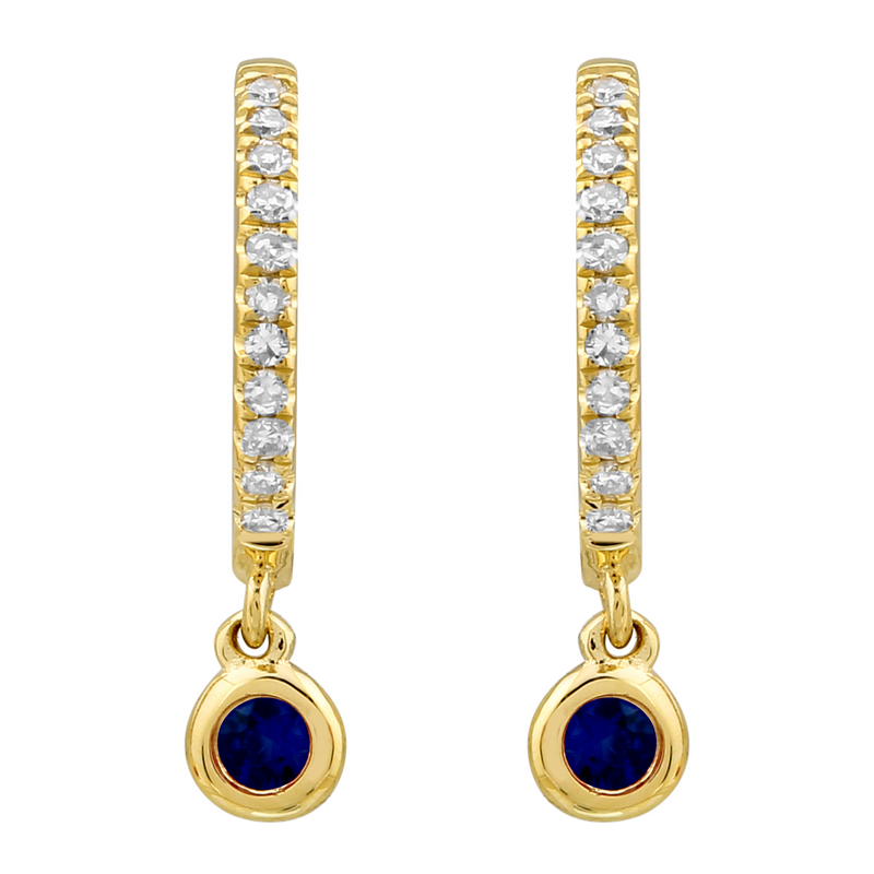 Sapphire Beaded Dangle Hoops.
