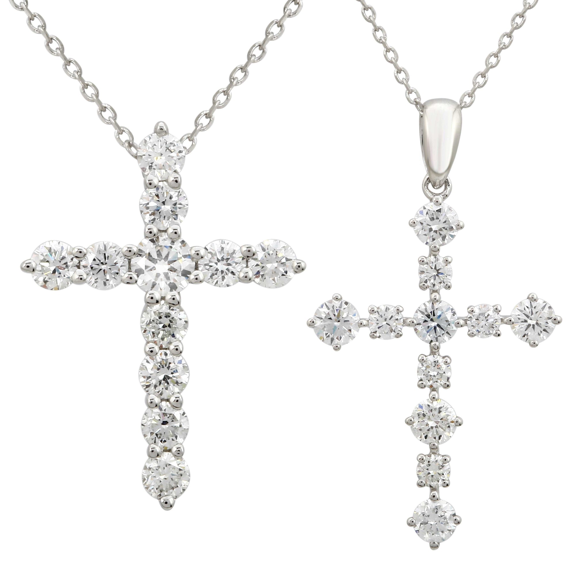 1/2 Carat Lab Grown Diamond Cross Pendant Necklace.