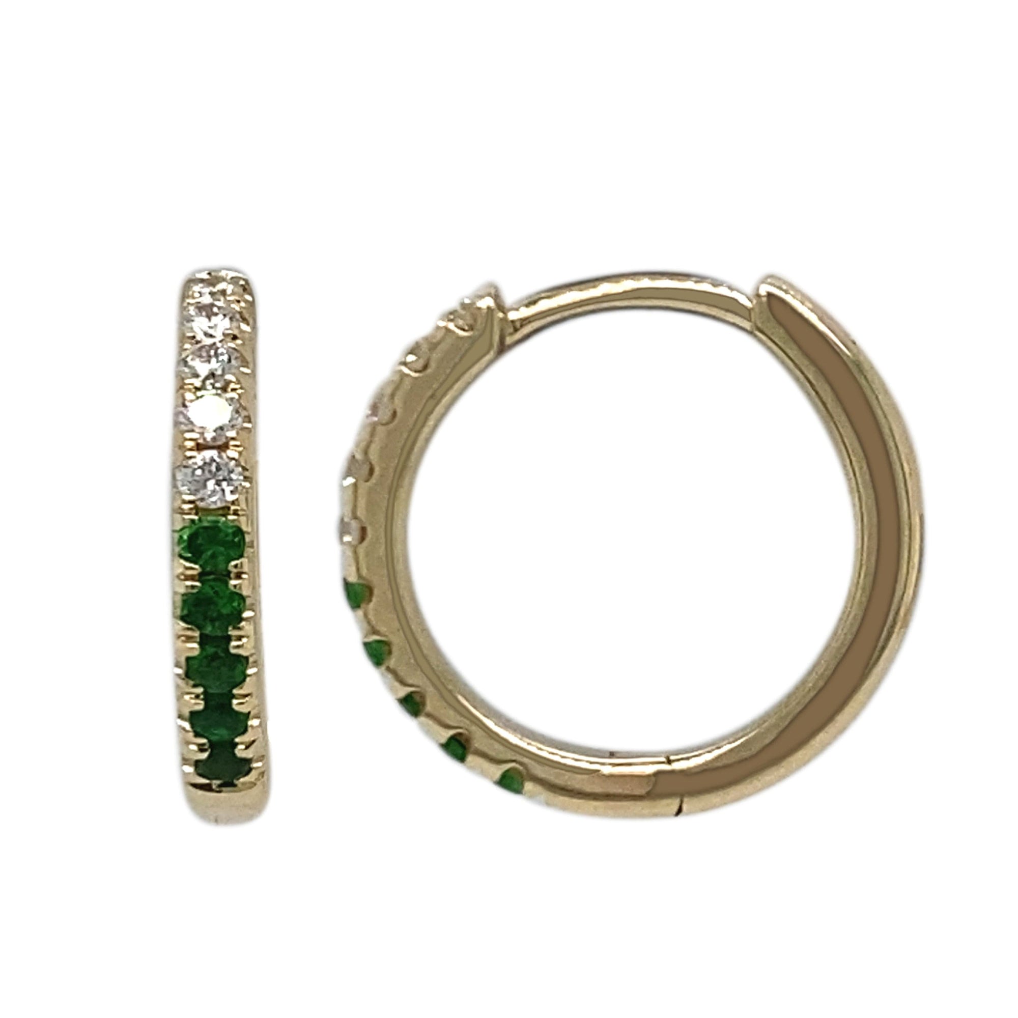 Diamond Tsavorite Hoops 12.5mm.