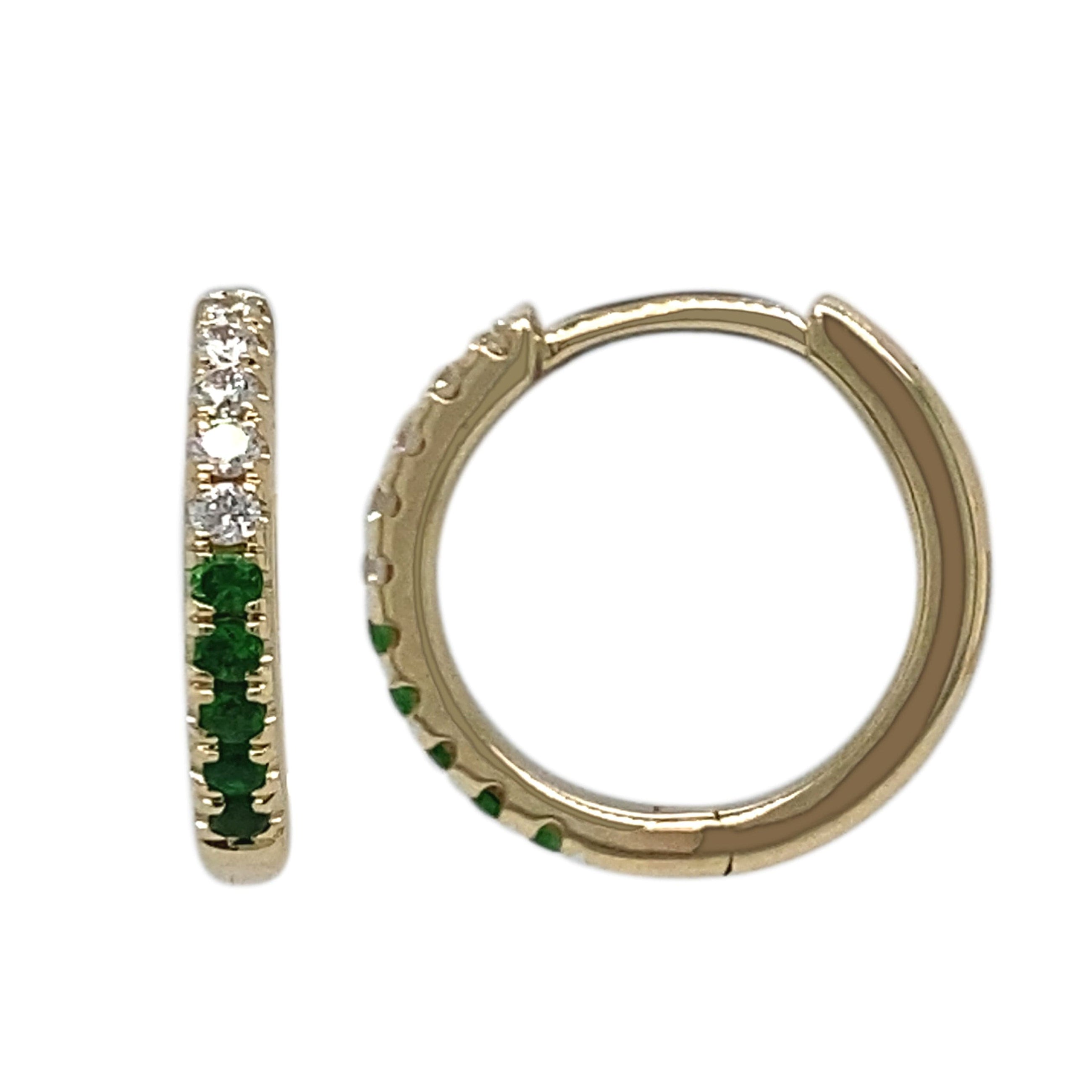 Diamond Tsavorite Hoops 12.5mm.