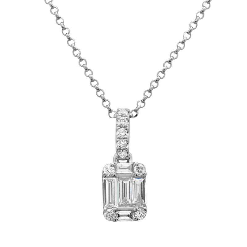 Baguette Squared Pendant Necklace.