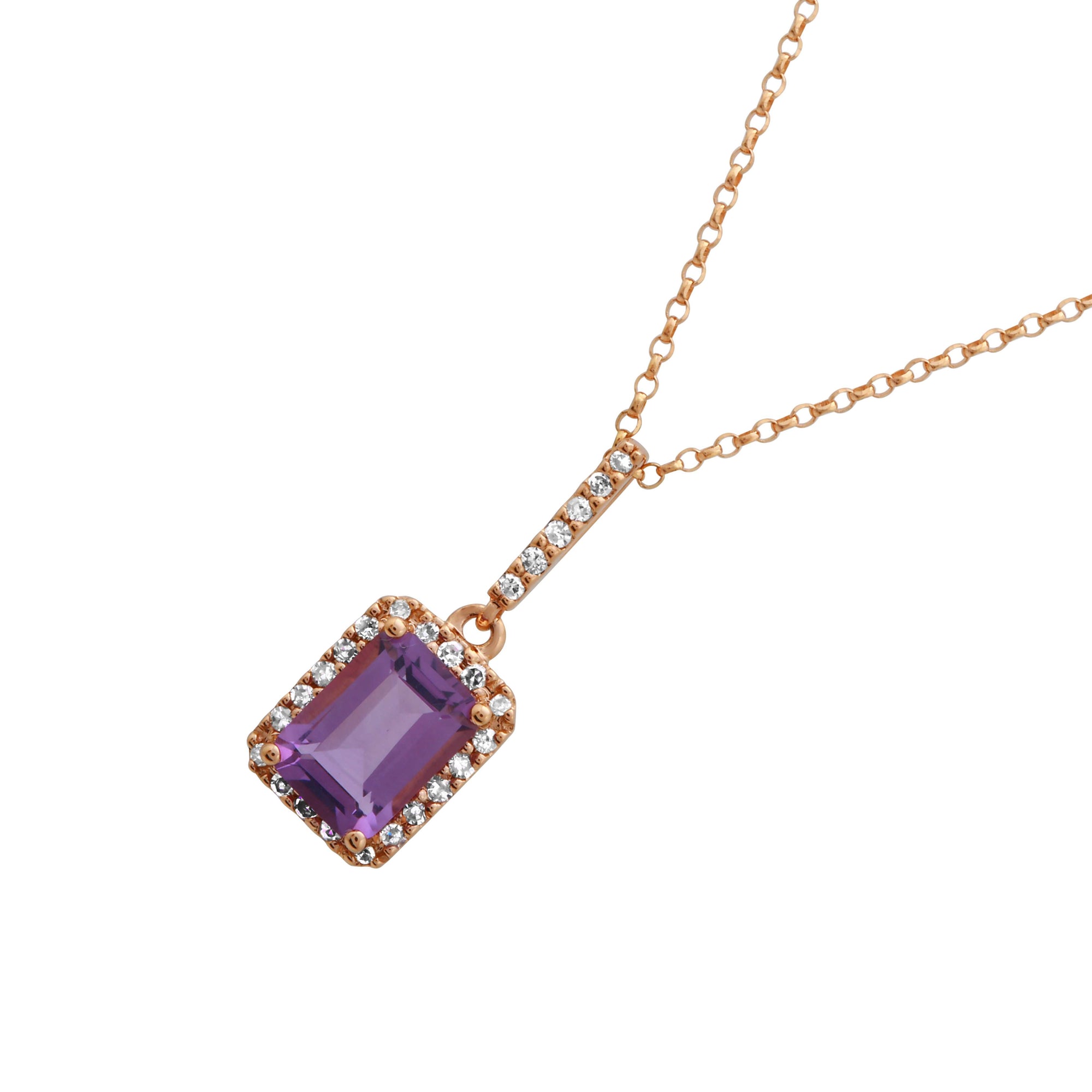 Amethyst Emerald Cut Pendant.