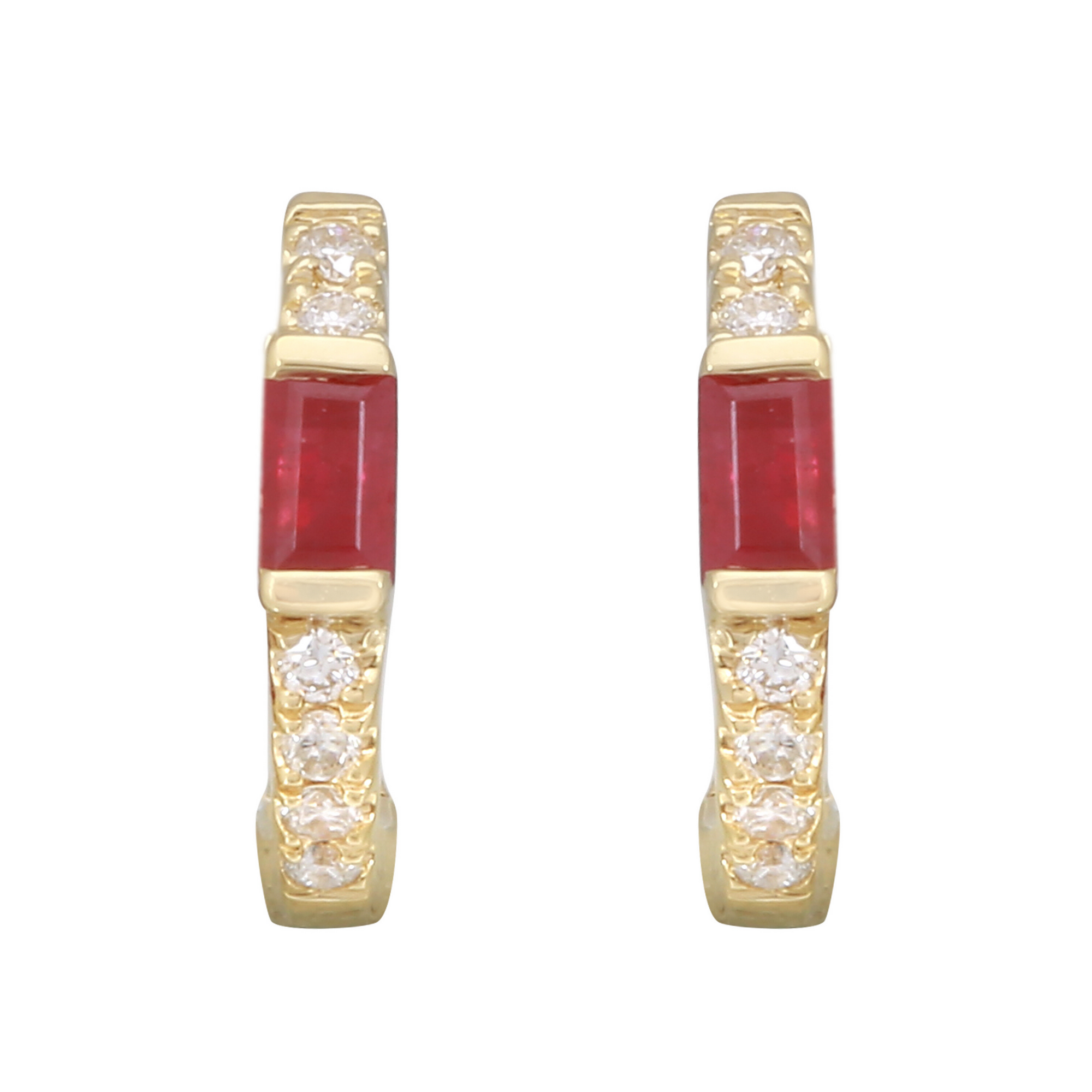 Gemstone Baguette Diamond Hoops.