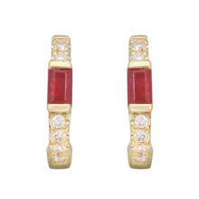 Gemstone Baguette Diamond Hoops.