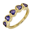 Bezel Gemstone Hearts Ring.