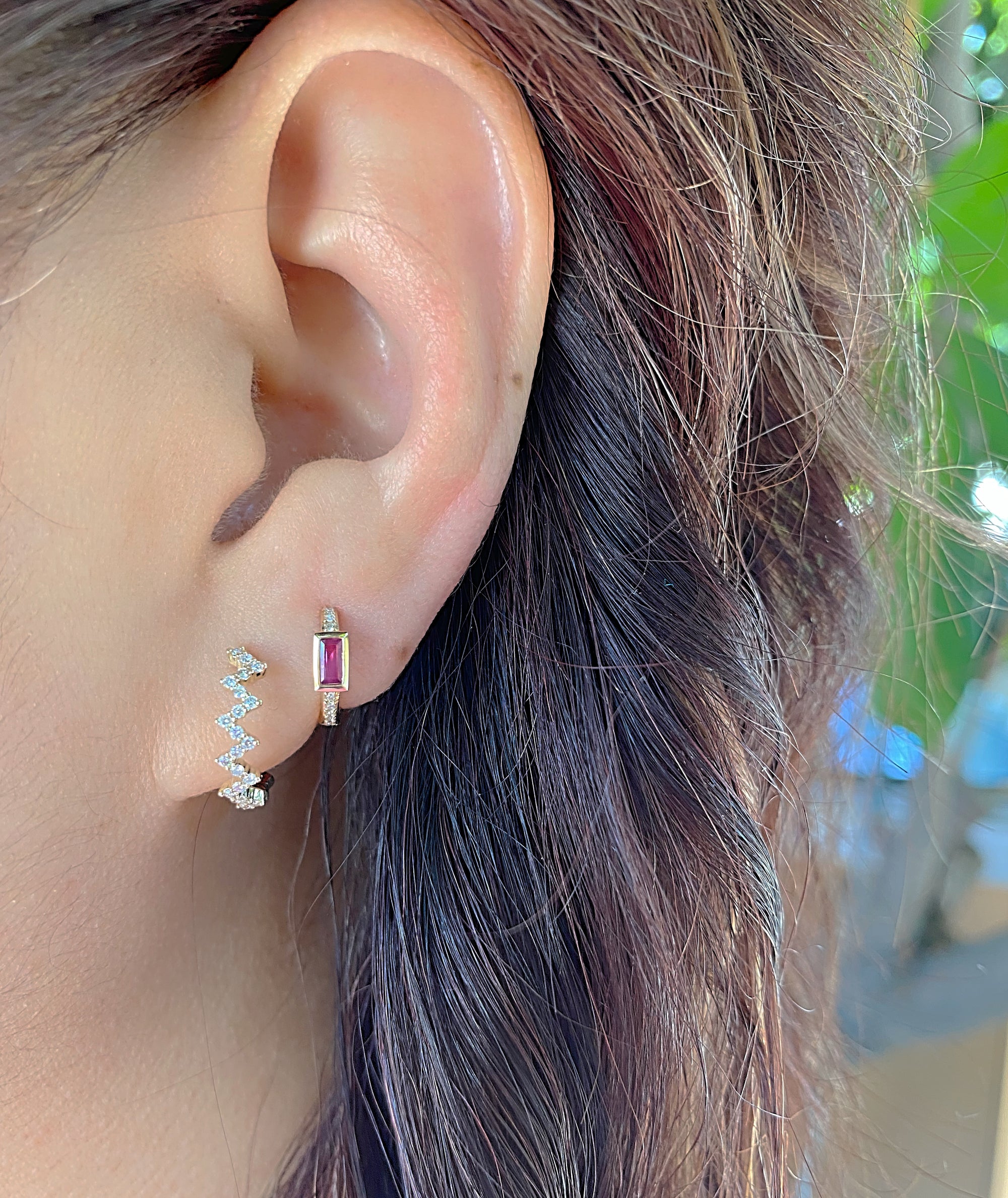 Ruby Baguette Hoops.