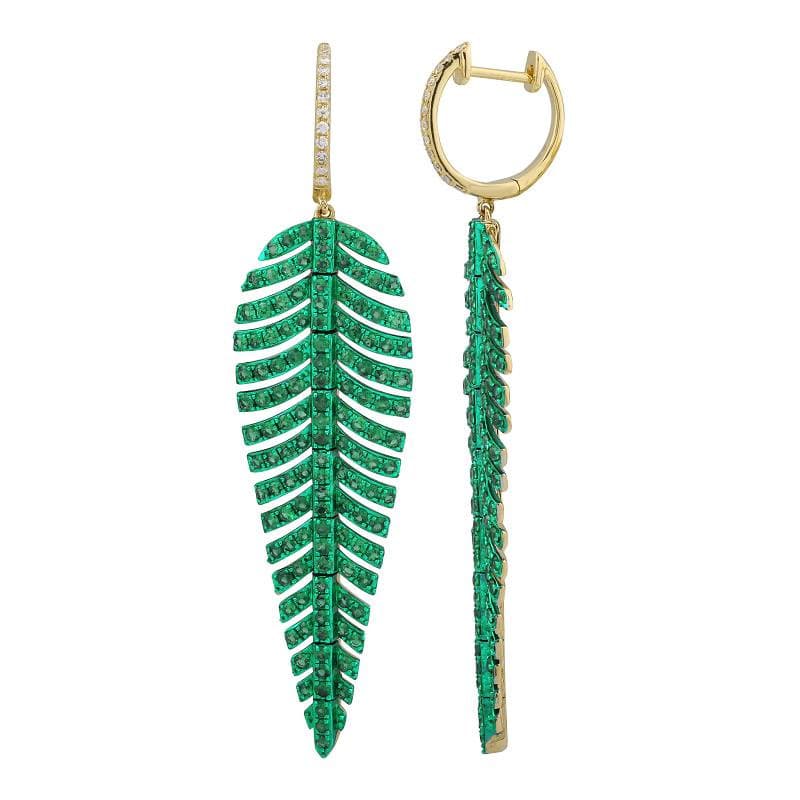 Bold Color Gemstone Feather Earrings.