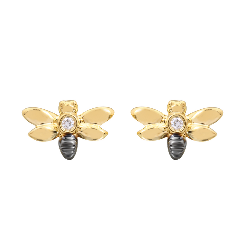 Diamond Bee Earrings.
