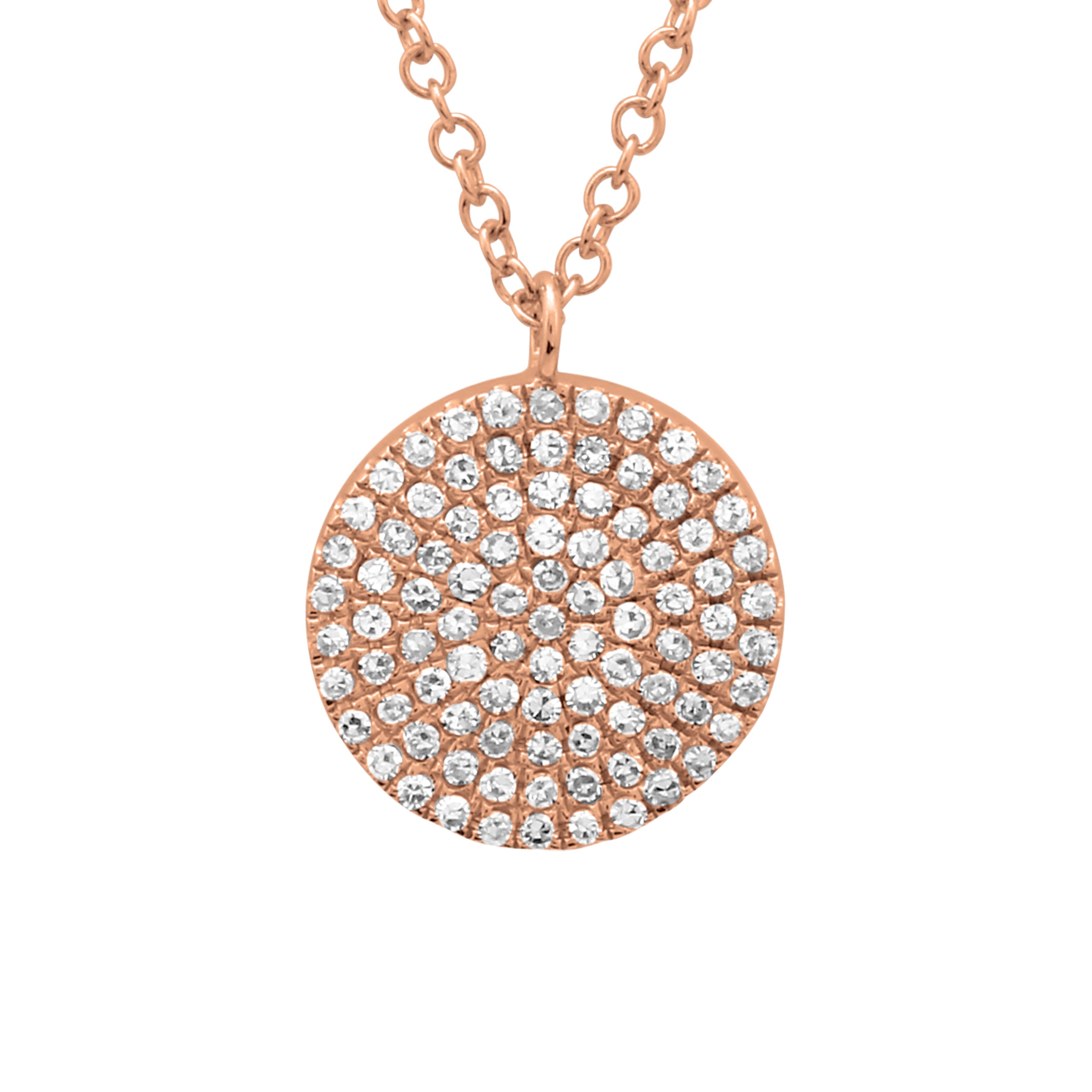 Rose Gold Disc Pendant.
