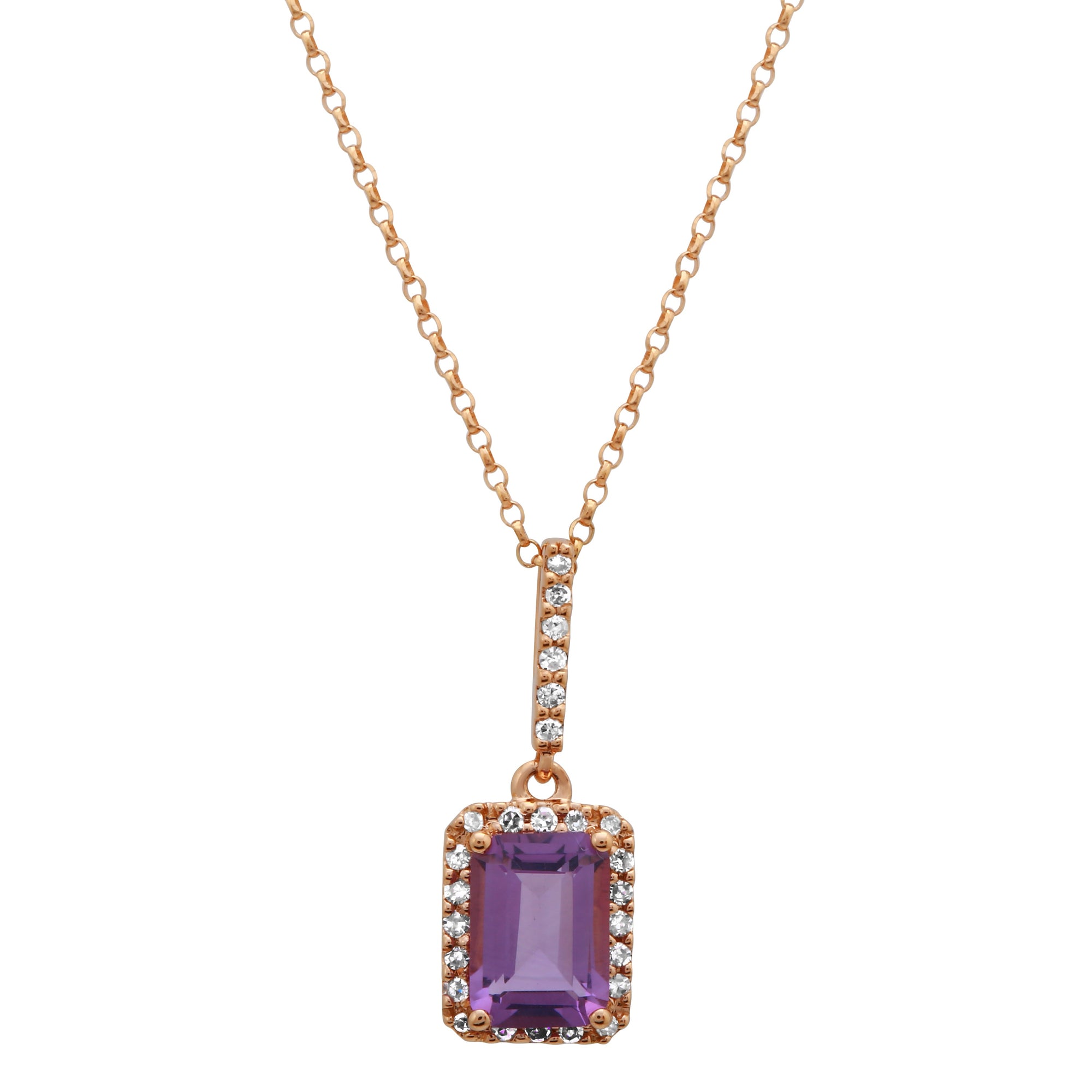 Amethyst Emerald Cut Pendant.