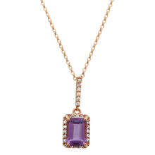 Amethyst Emerald Cut Pendant.