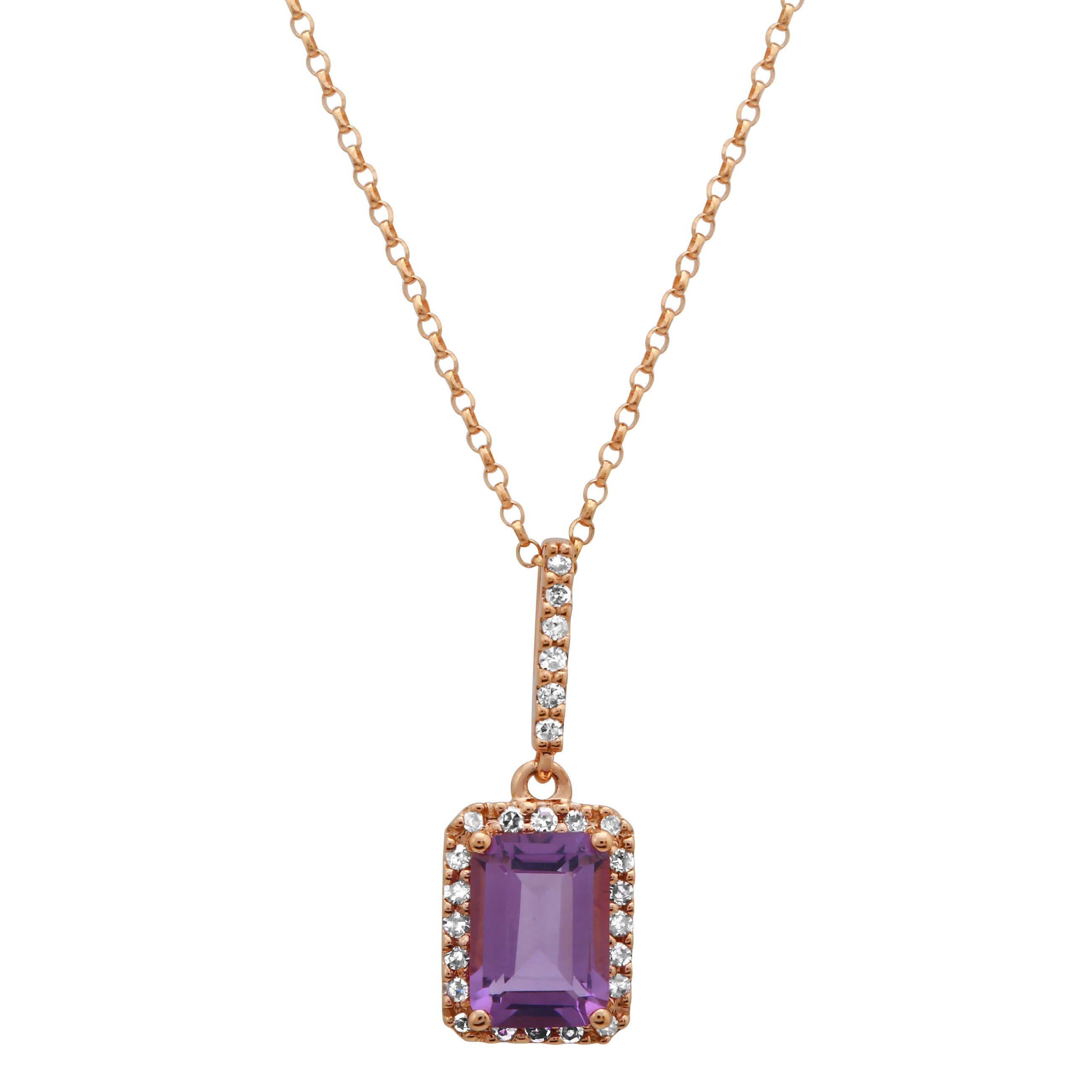 Amethyst Emerald Cut Pendant.