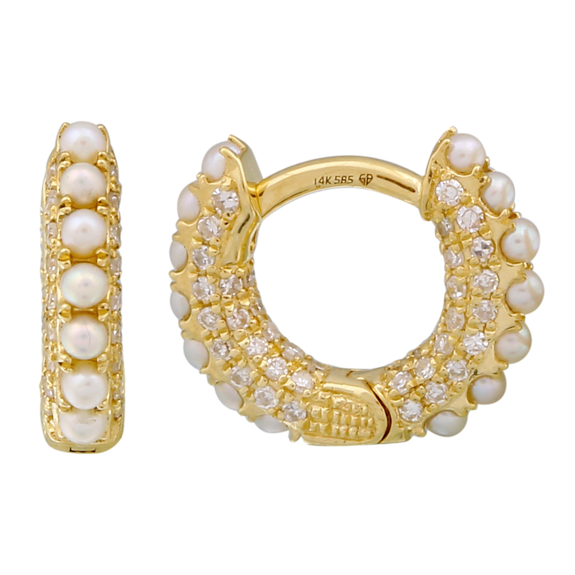 Diamond Pearl Beaded Hoops.