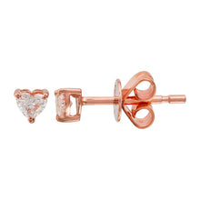 Heart Cut Diamond Solitaire Stud Earrings.