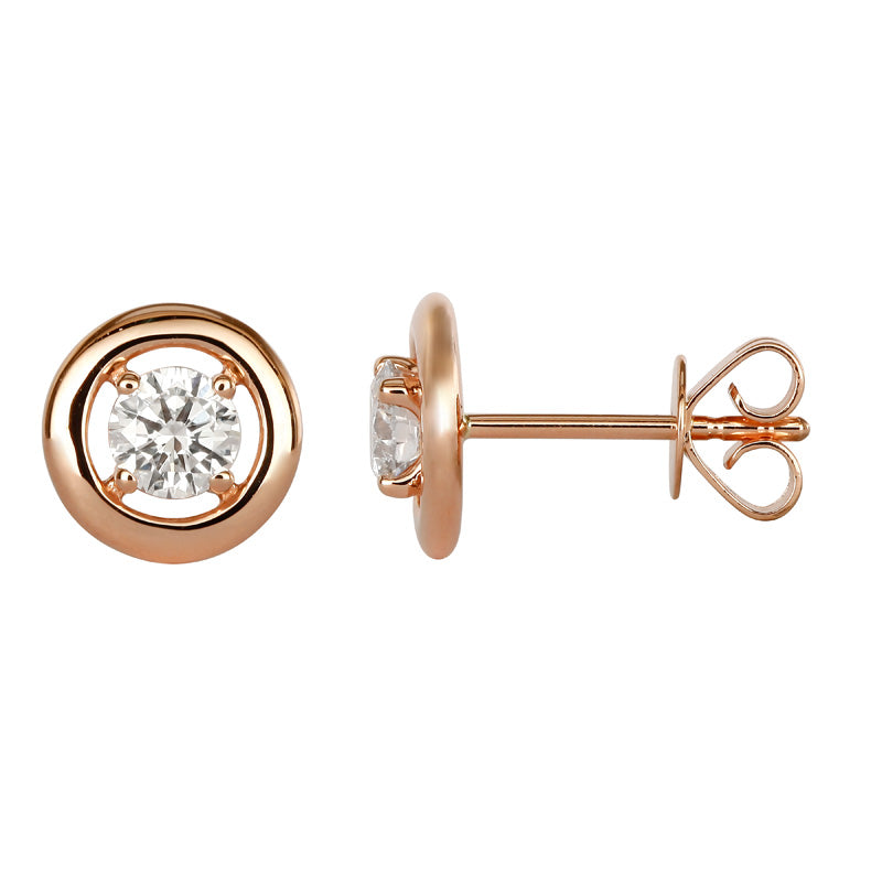 Diamond Center Circle Stud Earrings.