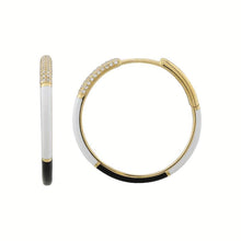 Color Block Enamel Hoop Earrings 24mm.