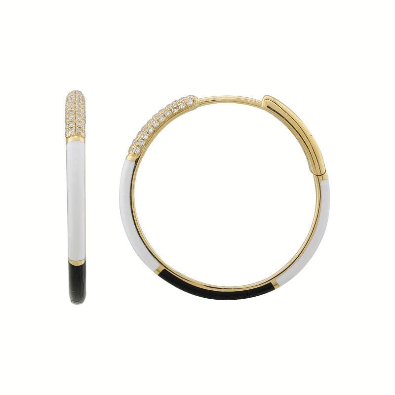 Color Block Enamel Hoop Earrings 24mm.