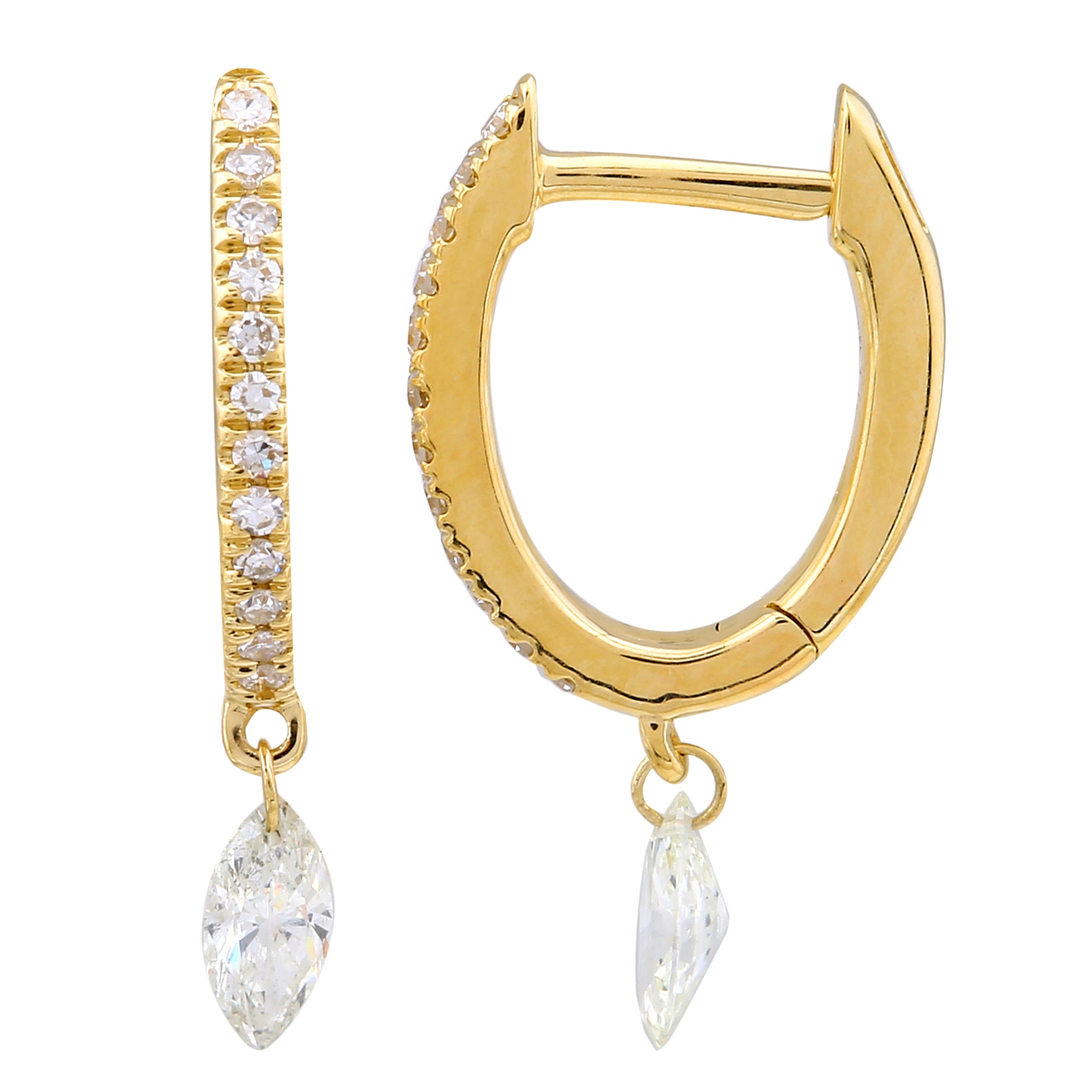 Floating Diamond Marquise Oval Huggies.