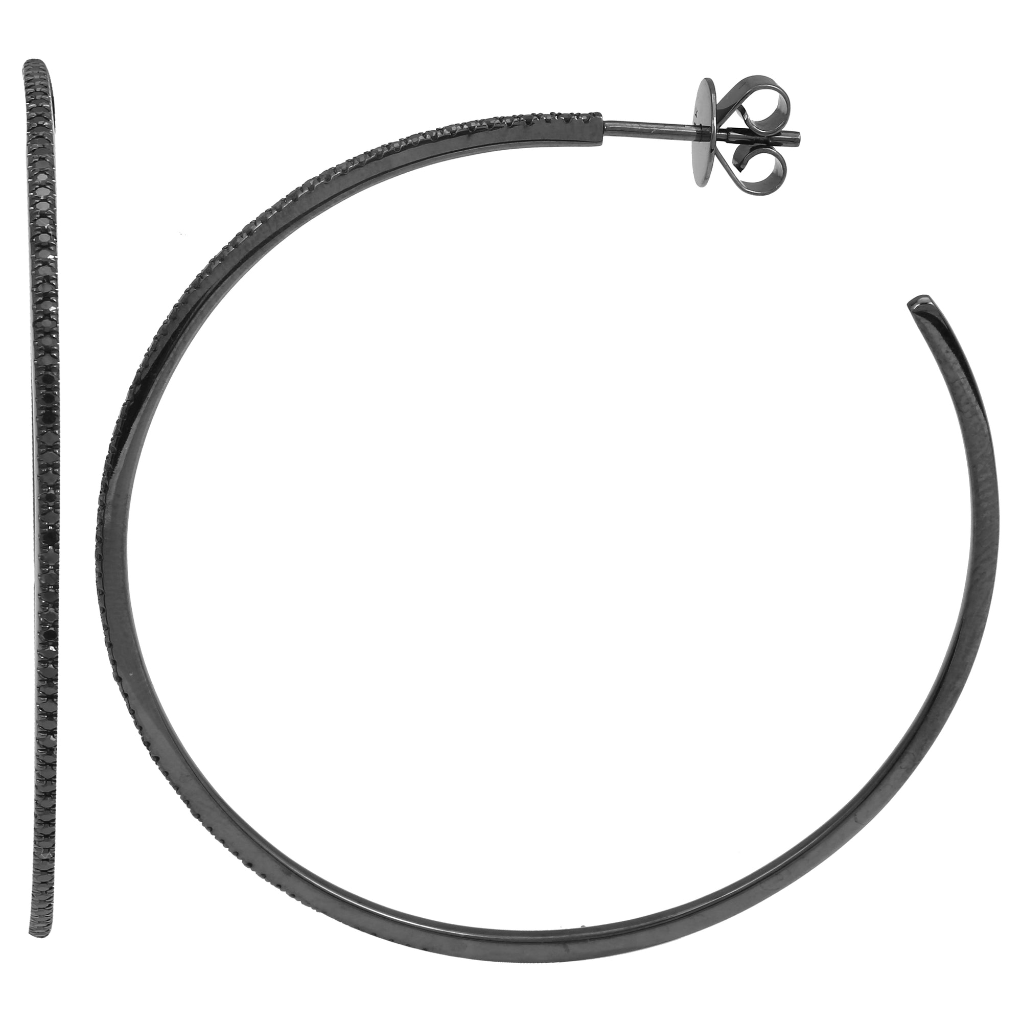 Thin Black Diamond Big Hoops.