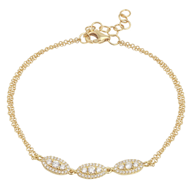Diamond Strand Charm Double Chain Link Bracelet.