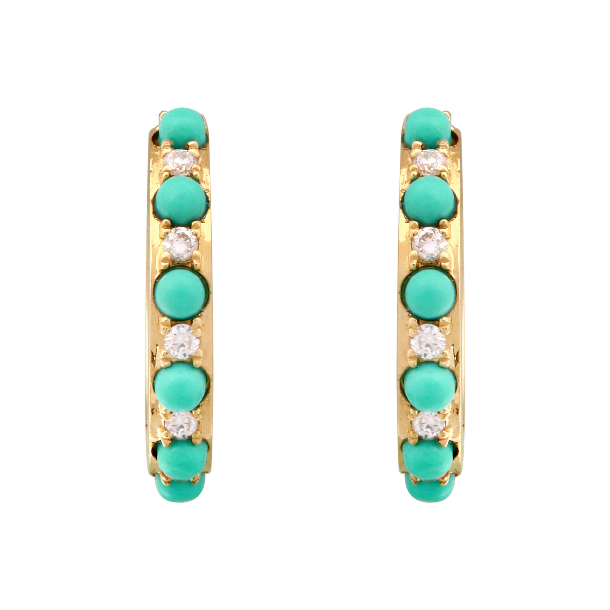 Diamond Turquoise Beaded Huggies.