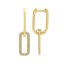 Gold Link Diamond Earrings.