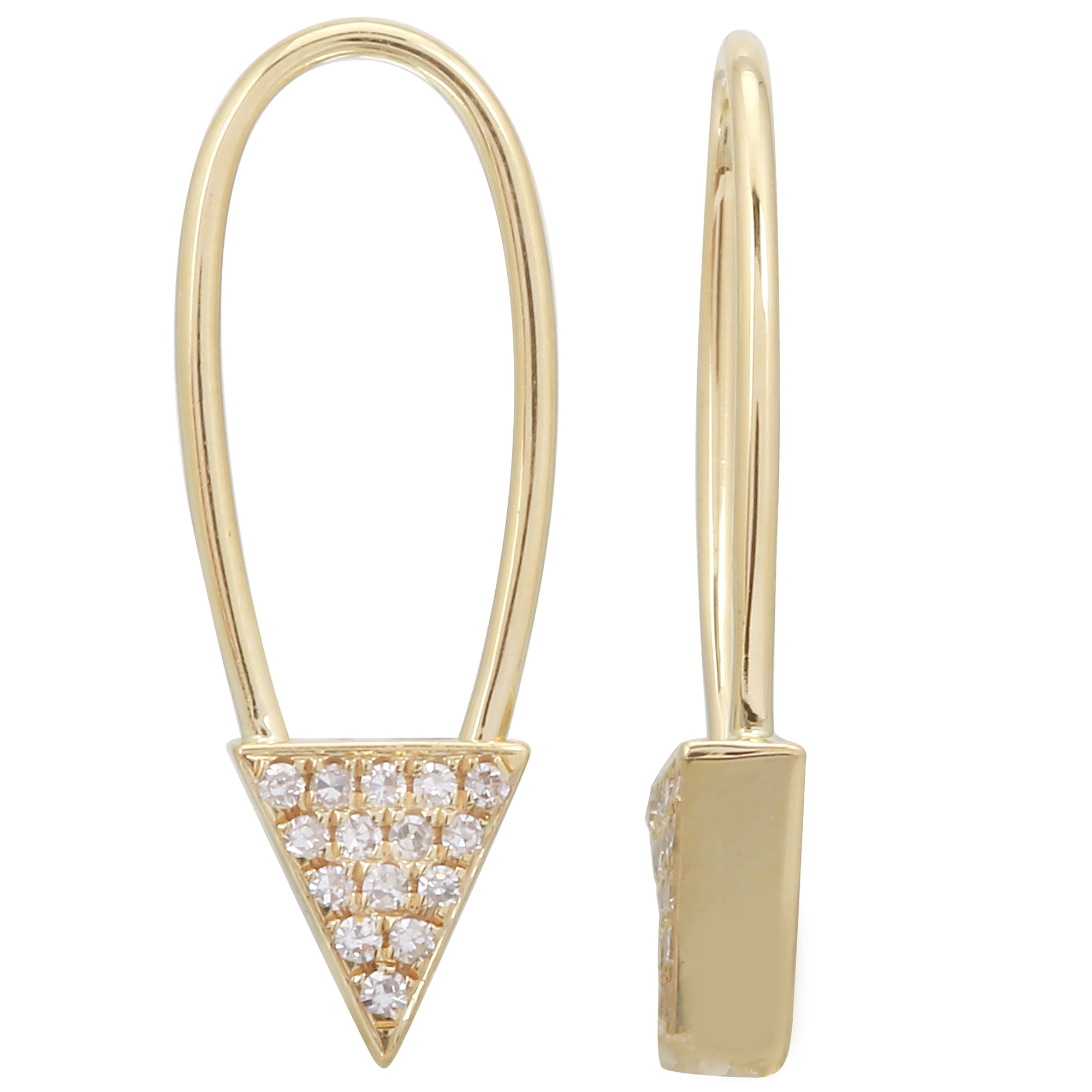Triangle Tip Safety Pin Crawler Earrings.