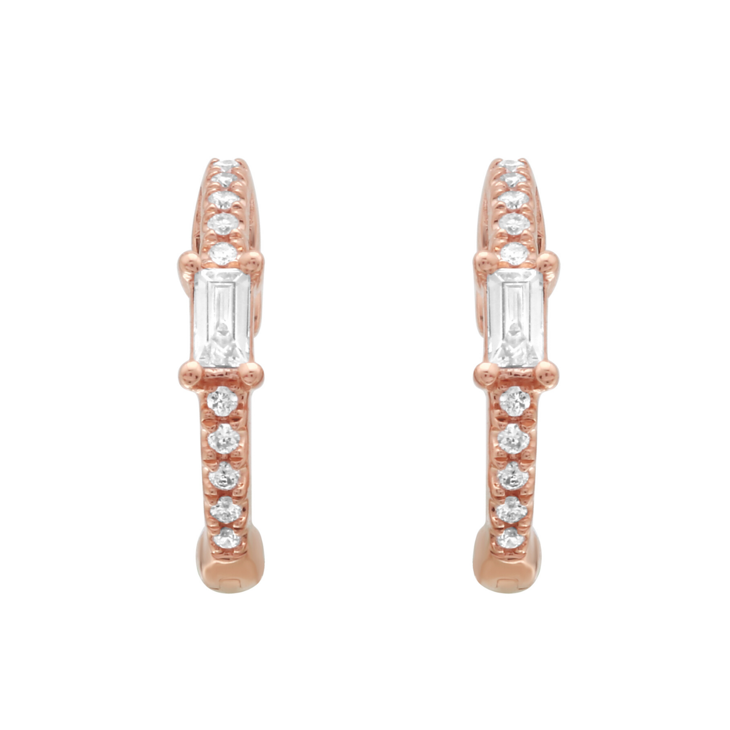 Rose Gold Baguette Hoops.