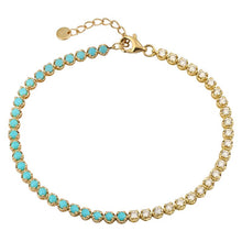 Half Lapis Half Diamond Tennis Bracelet.