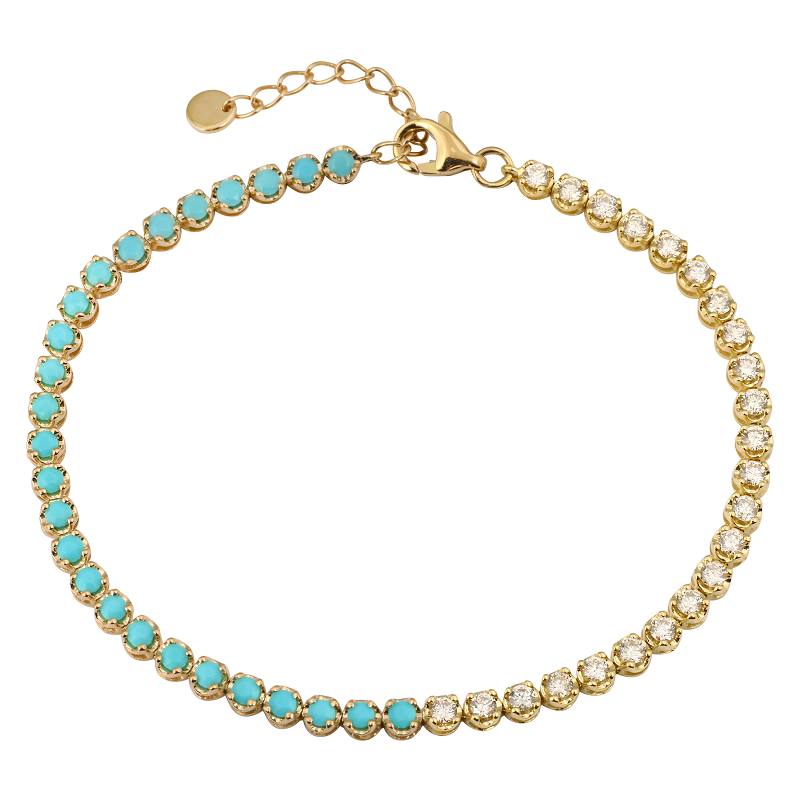 Half Lapis Half Diamond Tennis Bracelet.