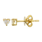 Heart Cut Diamond Solitaire Stud Earrings.