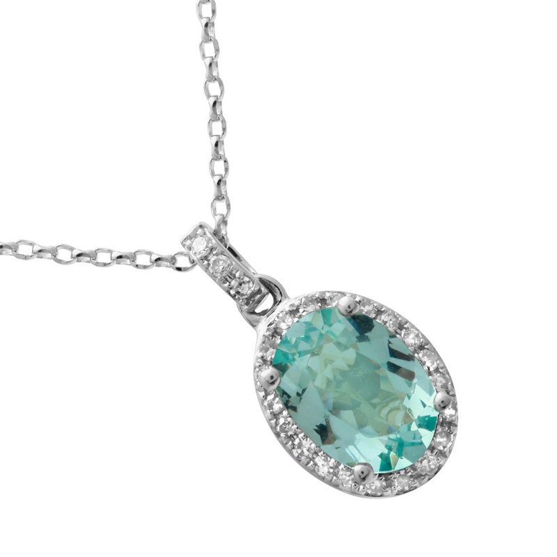 Oval Apatite Halo Pendant.