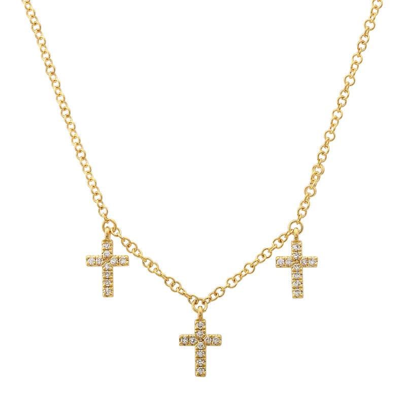 Gold Cross Diamond Necklace.