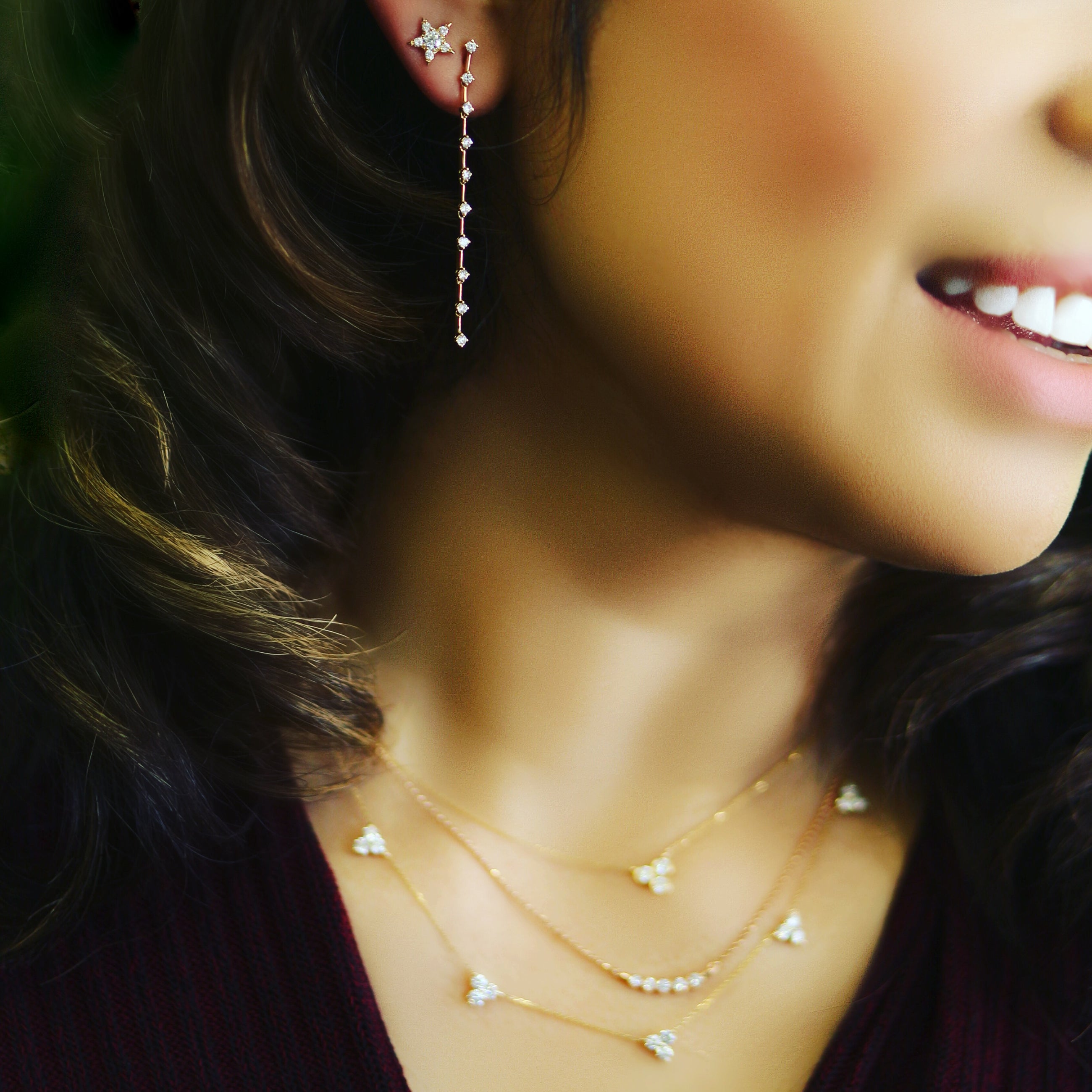 White Gold Station Strand Necklace.