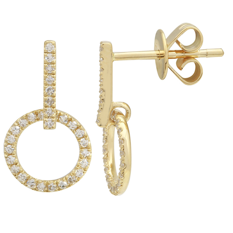Open Circle Drop Bar Stud Earrings.