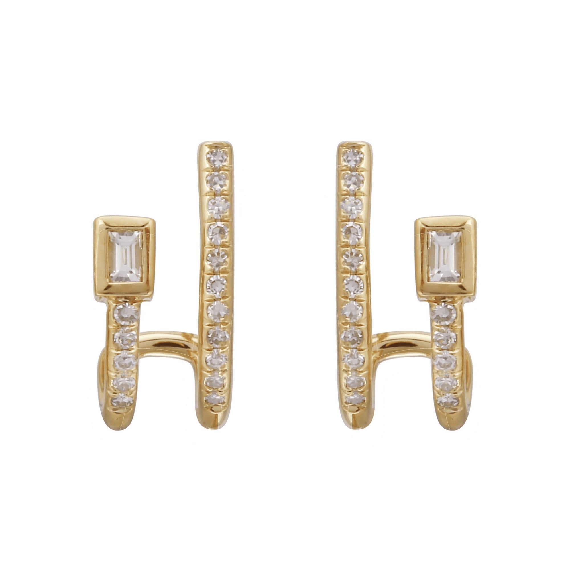 Baguette Lobe Cuff Earrings.