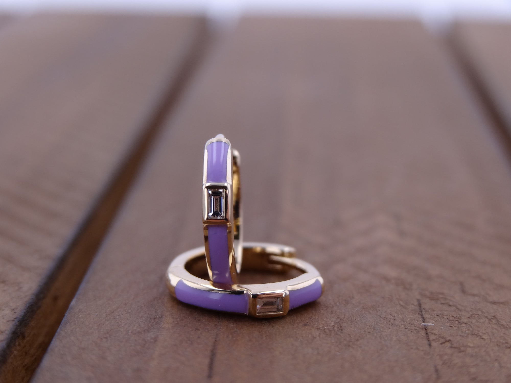 Lavender Baguette Hoops.