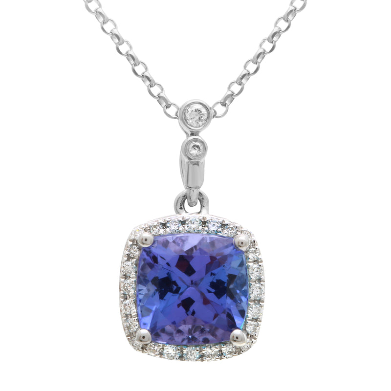 Blue Tanzanite Cushion Halo.