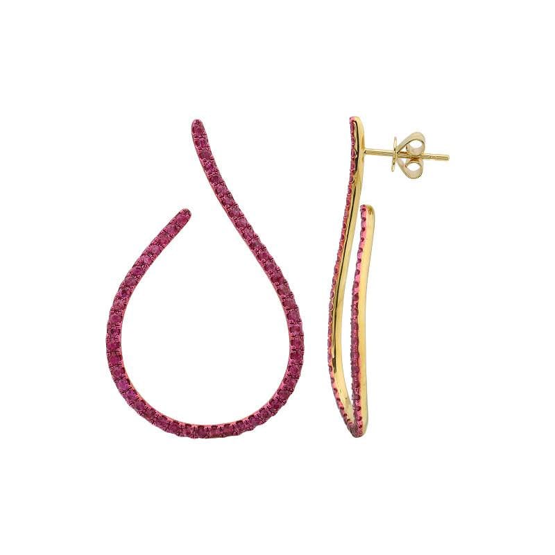 Dark Pink Gemstone Drop Curve Studs.