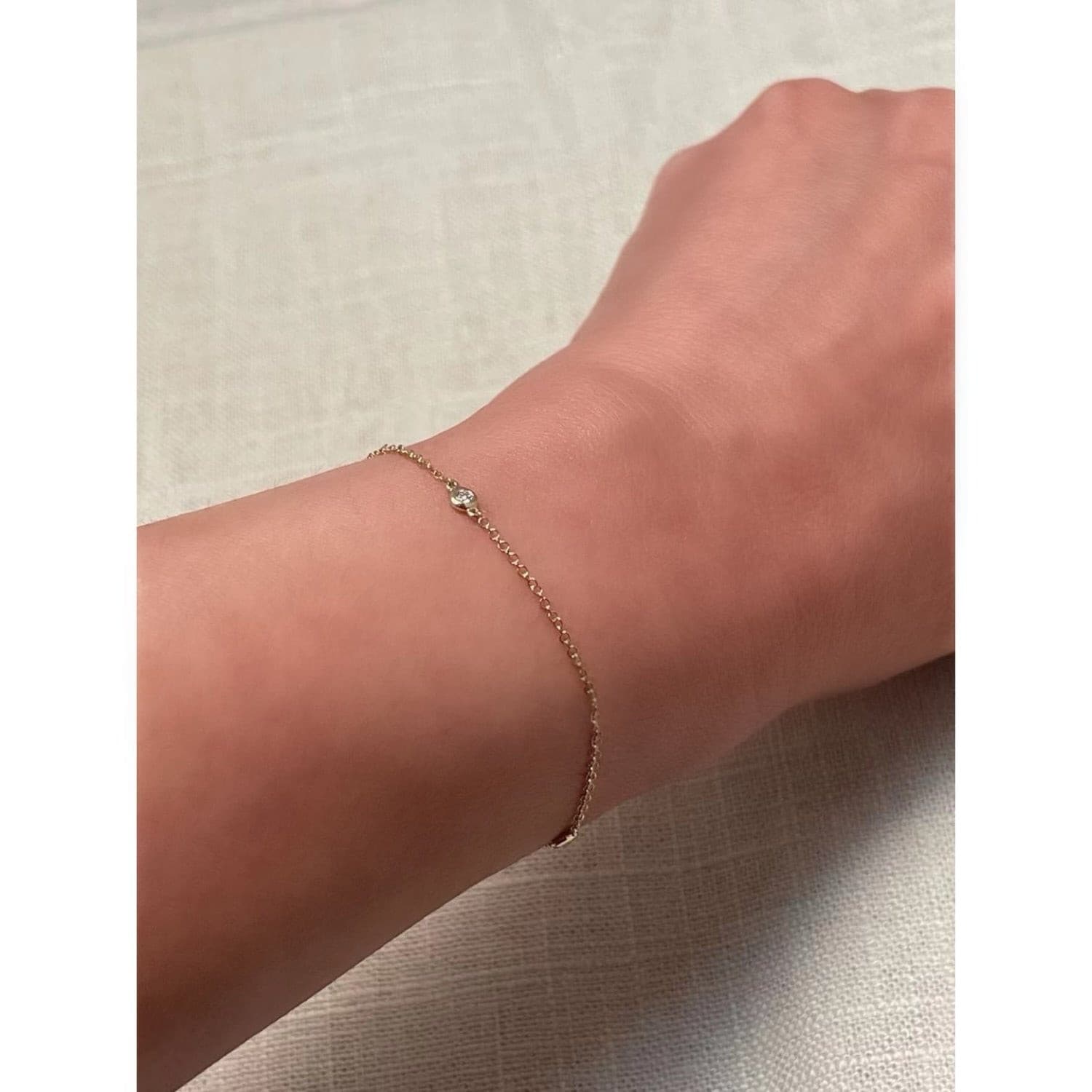 Diamond Bezel Charm Link Bracelet.