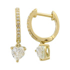 Heart Shape Drop Huggie Earrings.
