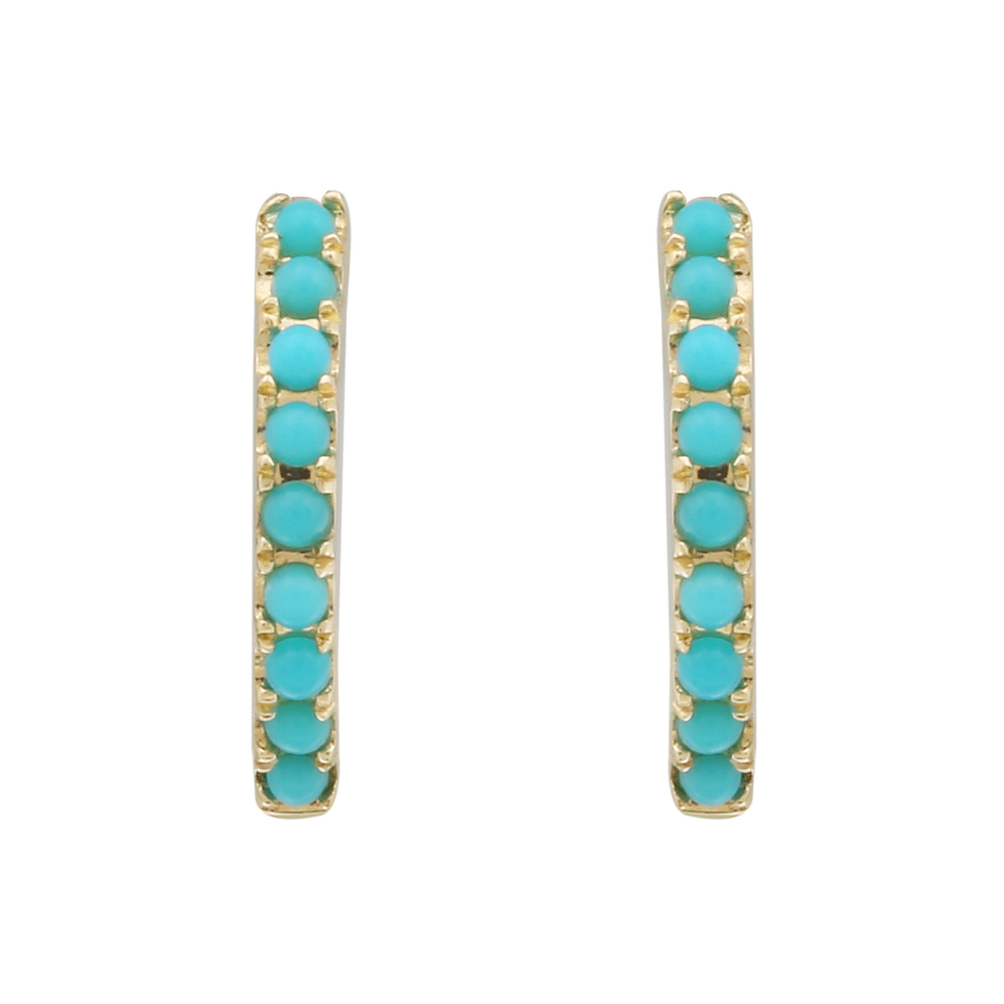 Beaded Turquoise Huggies.