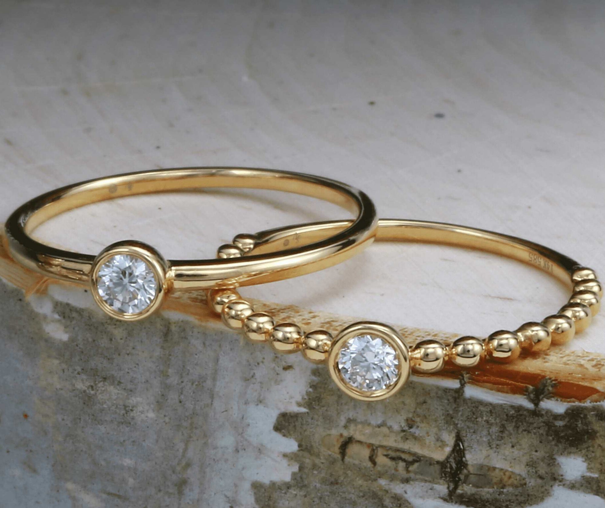 Bezel Solitaire Stack Ring.
