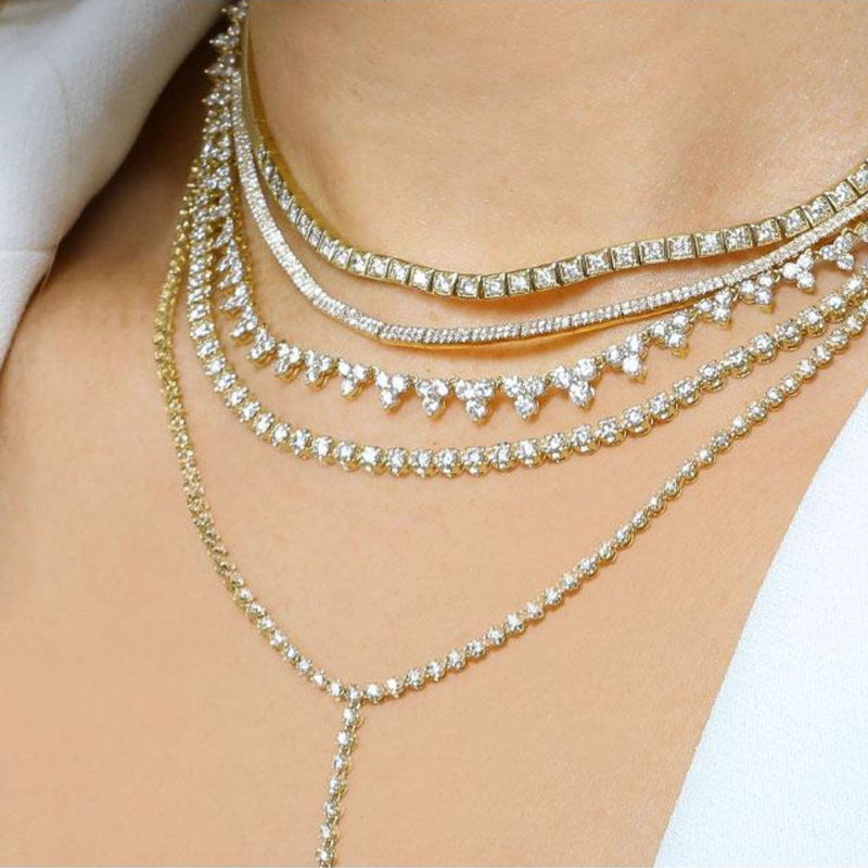 Bezel Baguette Tennis Necklace.