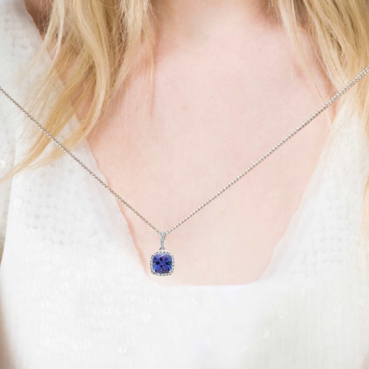 Blue Tanzanite Cushion Halo.
