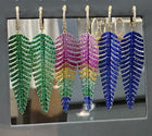 Bold Color Gemstone Feather Earrings.