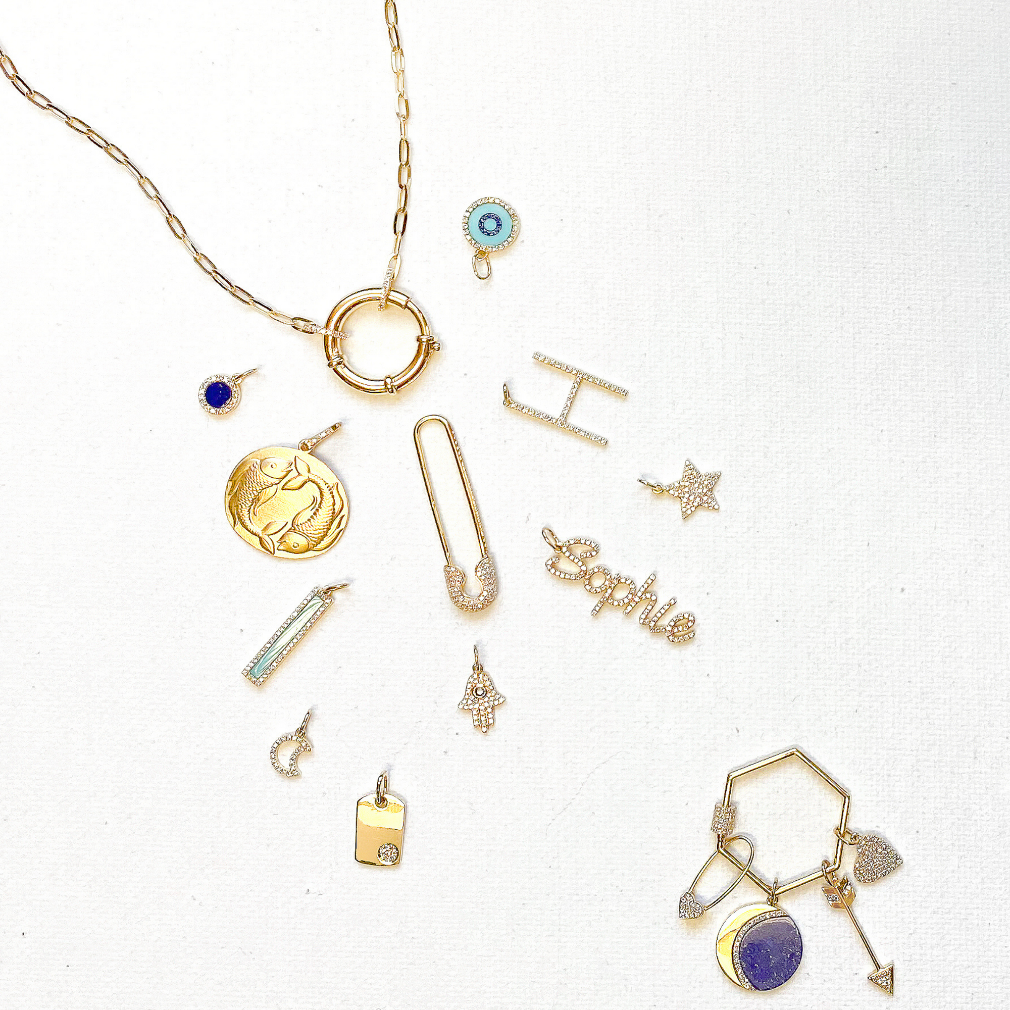 Spring Clasp Pendant Paperclip Necklace.