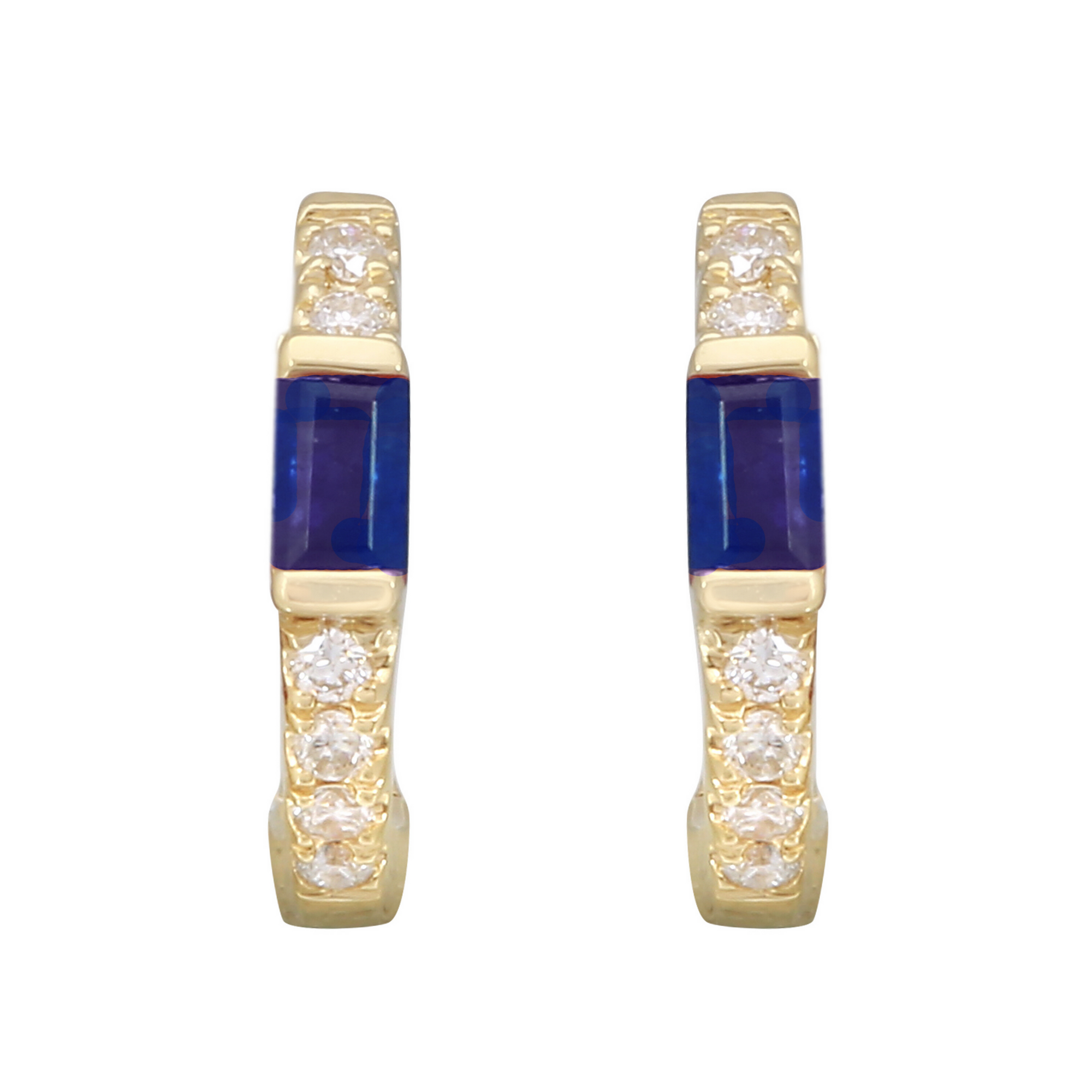 Gemstone Baguette Diamond Hoops.