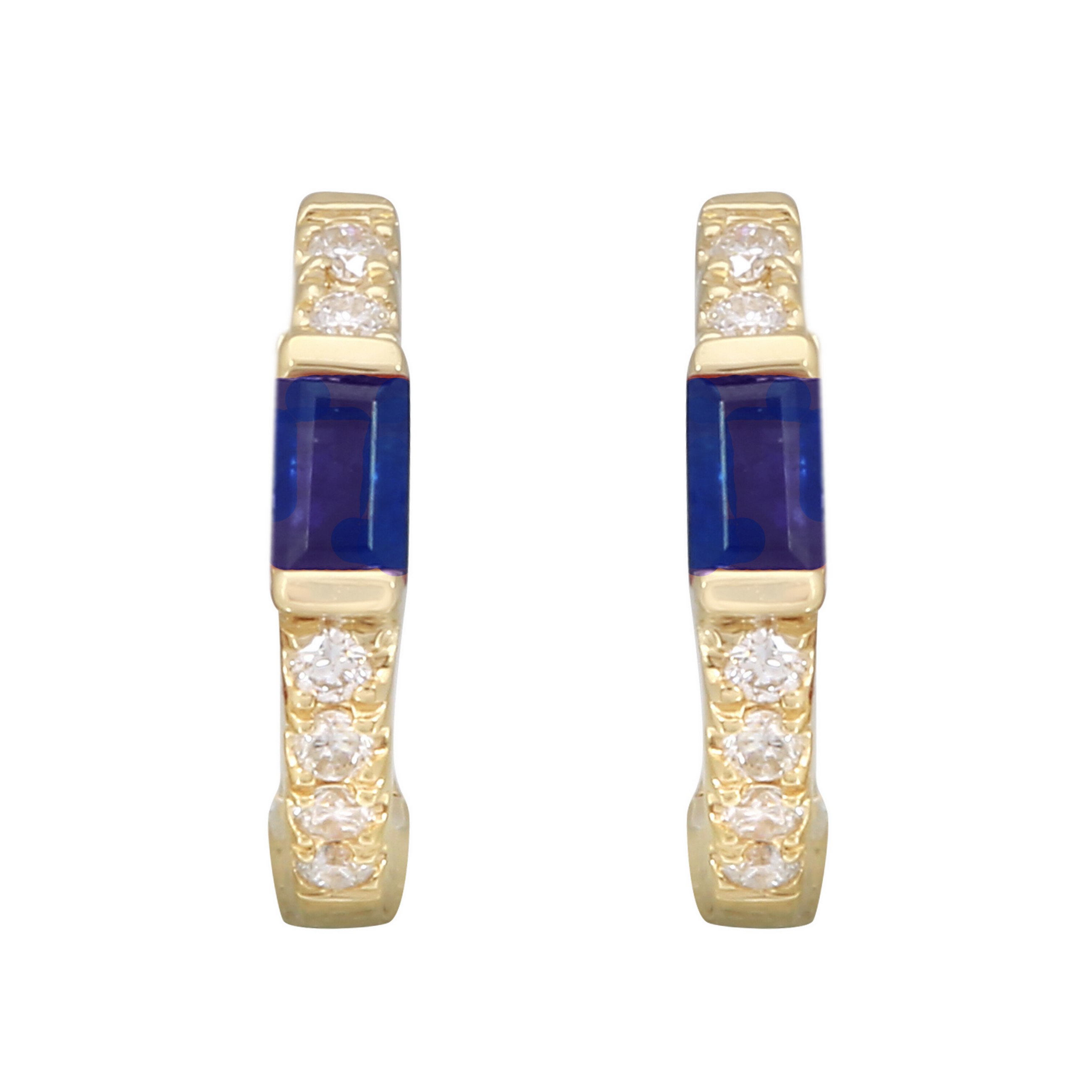 Gemstone Baguette Diamond Hoops.